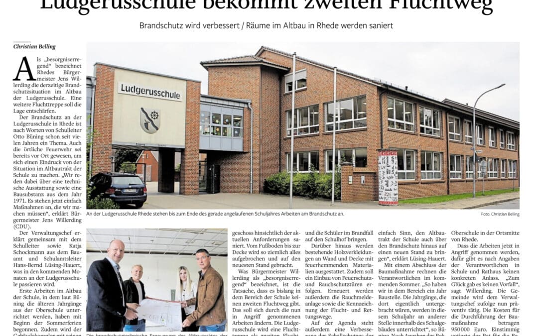 Ems-Zeitung, 04.09.23 – Ludgerusschule bekommt zweiten Fluchtweg