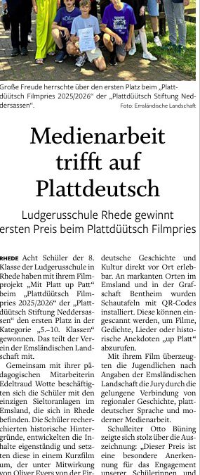 Ems-Zeitung, 10.07.2026 – „Medienarbeit trifft auf Plattdeutsch“